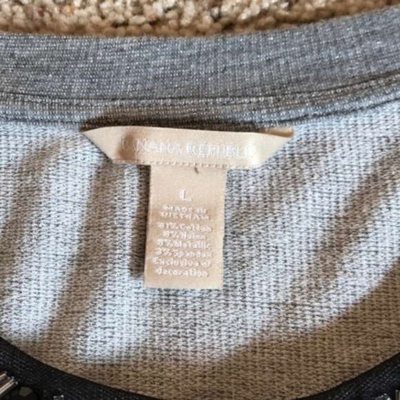 Banana Republic | Metallic Beaded Collar Sweatshirt | Silver Gray | Large - Picture 6 of 7